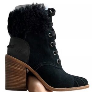 UGG Jaxon boots suede with plush fur trim , very  comfortable size 7 1/2